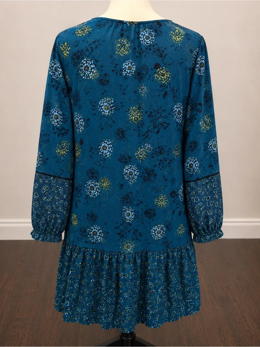 Sonoma Blue Floral Peasant Dress 0X 12W/14W Boho Rayon